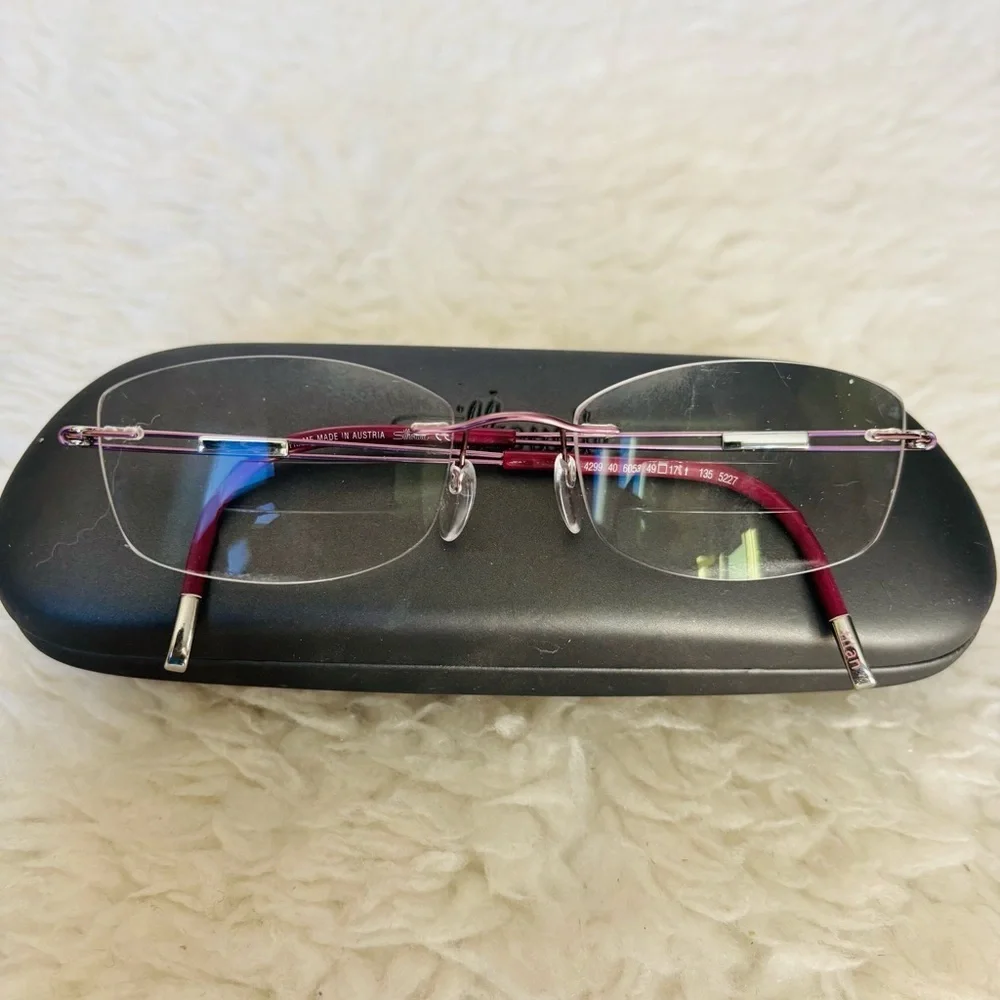Silhouette Rimless Rose Gold/Burgundy 4299 40 6053 Eyeglasses Frame w/ Case